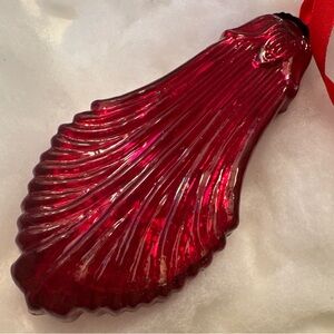 1  6.5” Red Mercury Glass Midwest Kugel Ornament Art Deco Chandelier Tear Drop